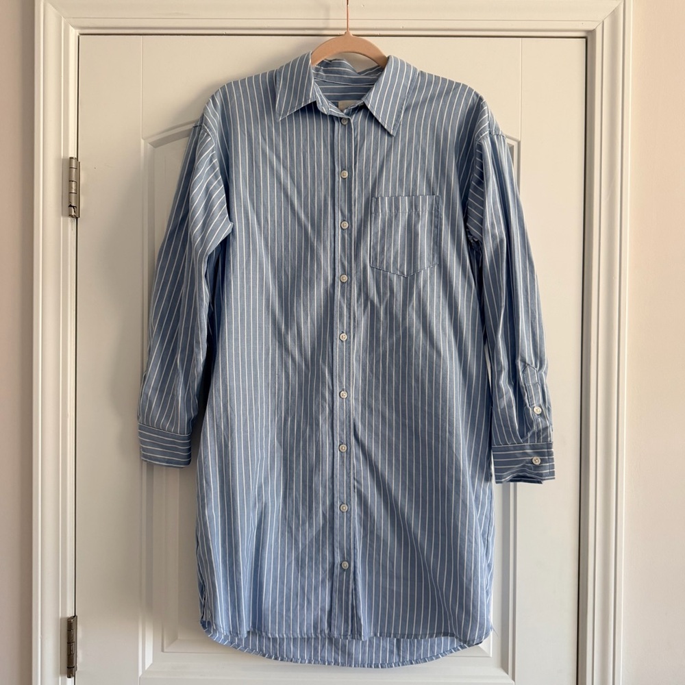 Universal Thread Light Blue Striped Button Dress
